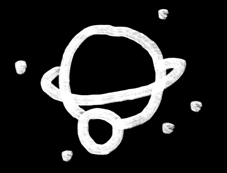 Bespoke hand-drawn fine line art planetary animation loop by illustrator Julia Thomas
